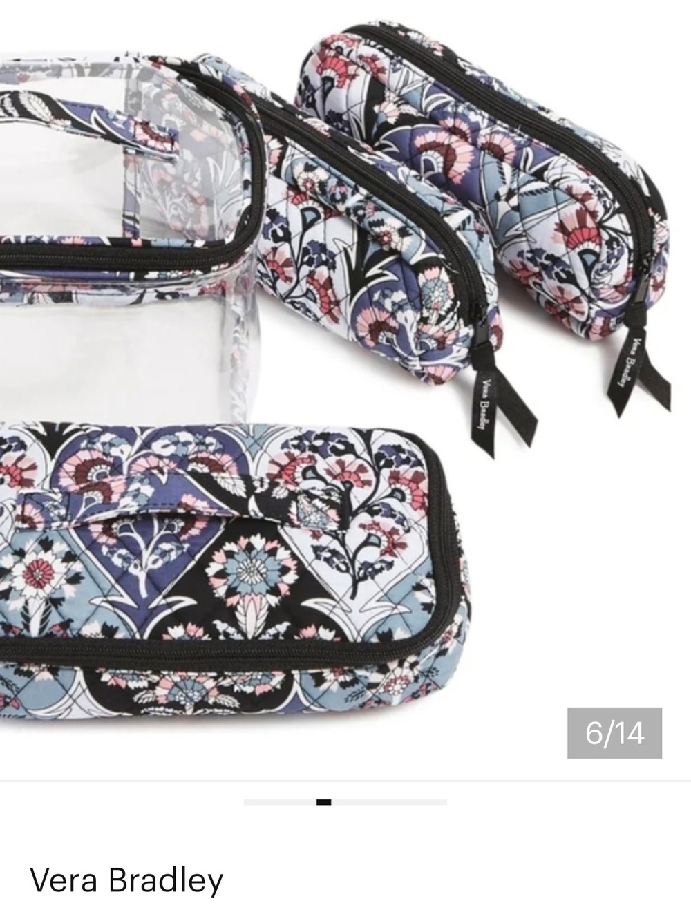 Vera Bradley Navy Floral Toiletry Organizer Set with Pink Accents - Picture 6 of 8